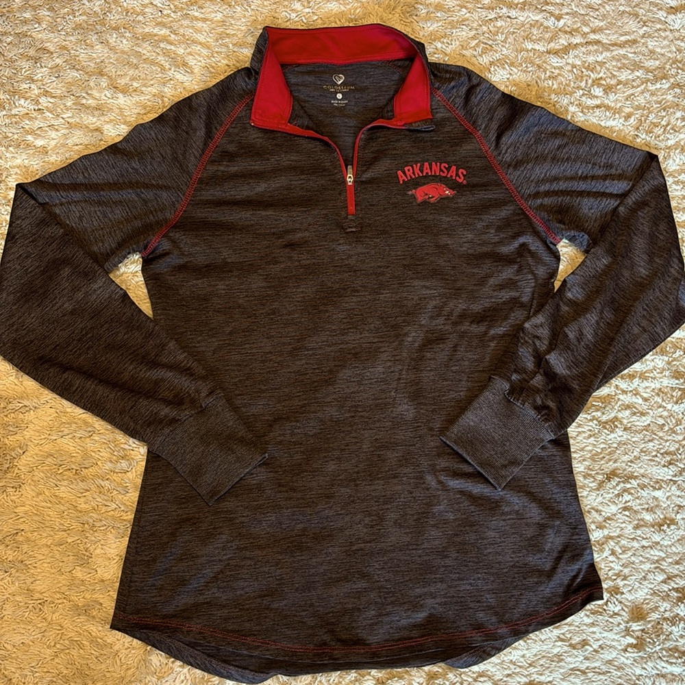 Colosseum University of Arkansas Quarter Zip Activewear Pullover Size Large